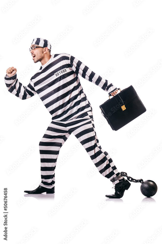 Convict criminal in striped uniform Convict criminal in striped uniform