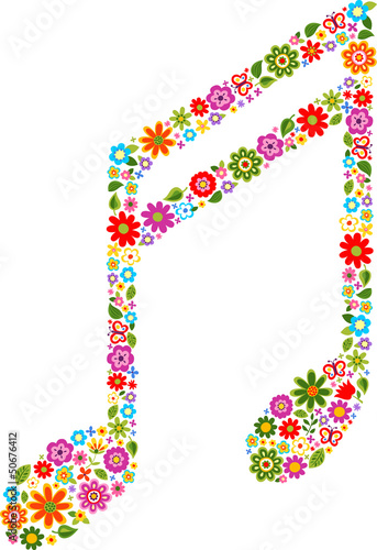 musical note with flowers pattern
