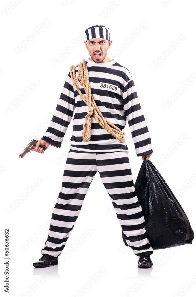 Convict criminal in striped uniform Convict criminal in striped uniform