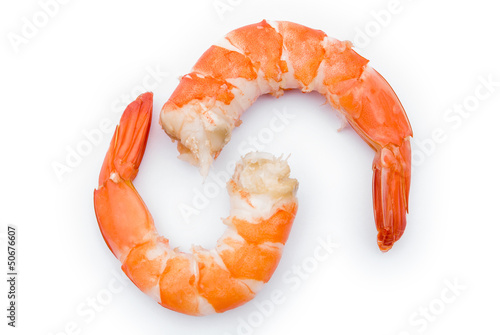 two unskin shrimps on a white background