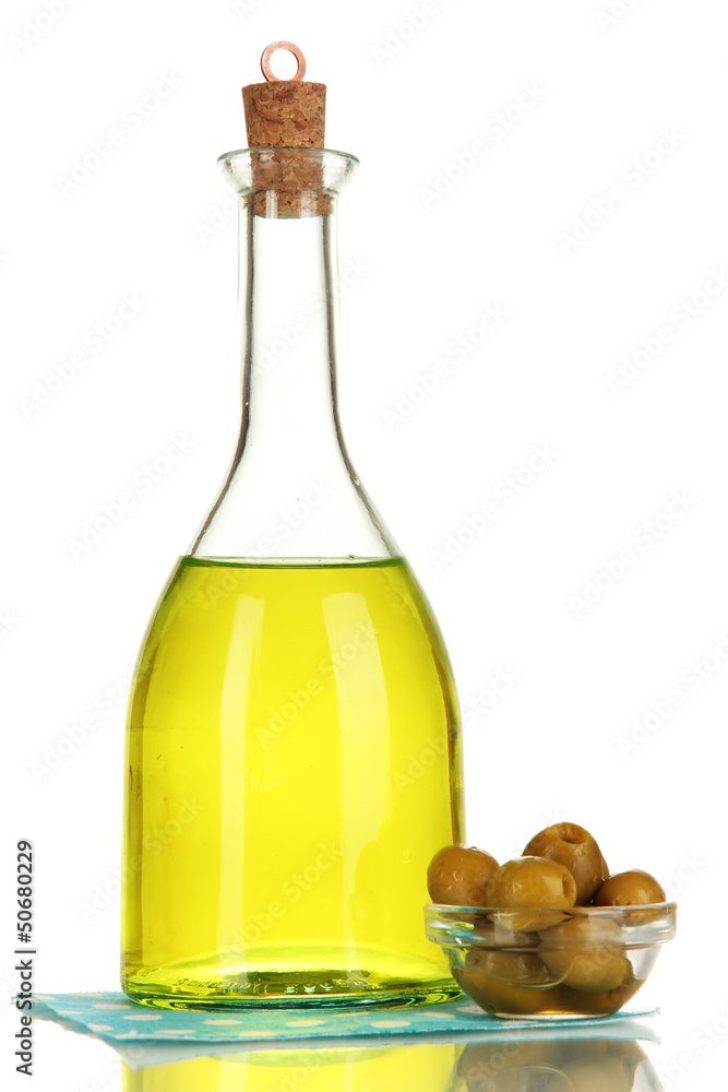 Original glass bottle with oil isolated on white Original glass bottle with oil isolated on white