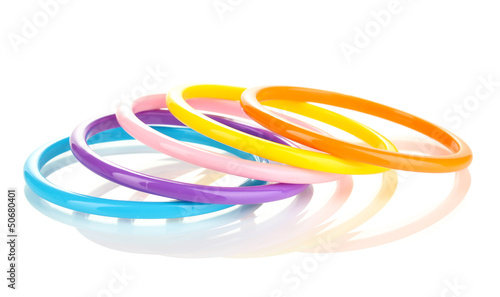 Colorful fashion bracelets isolated on white
