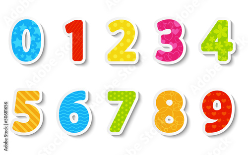 Set of color paper numbers