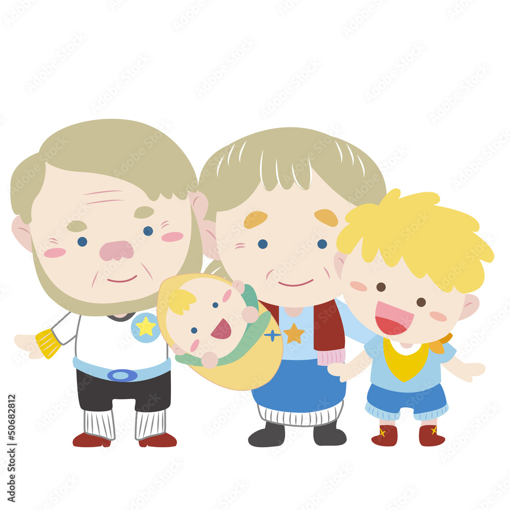 illustration of cute family with white illustration of cute family with white