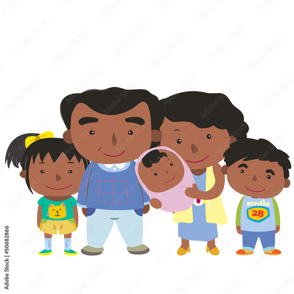 illustration of cute family with white illustration of cute family with white
