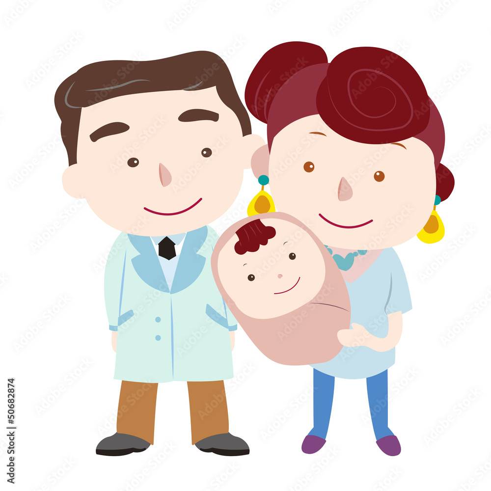 illustration of cute family with white