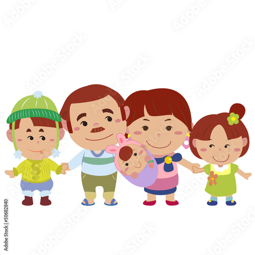 illustration of cute family with white