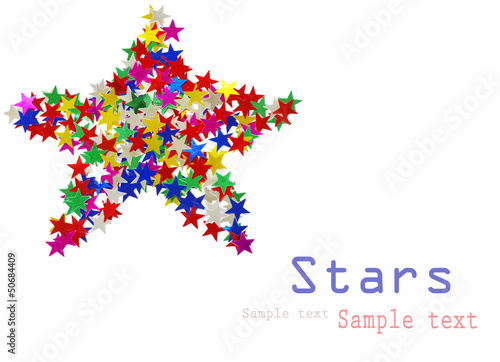 Big star composed of many colored stars on white