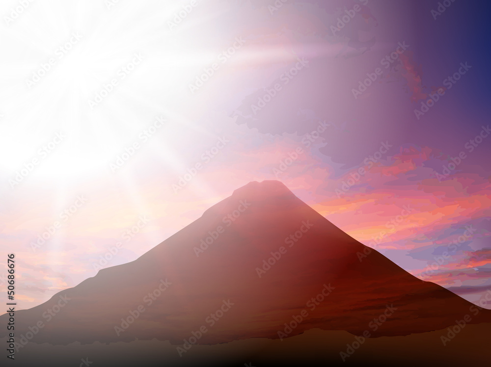 富士山 富士 初日の出 背景 夕焼け Stock Vector Adobe Stock