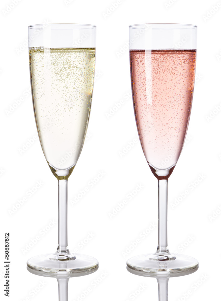Champagner weiß und rosé isoliert Champagner weiß und rosé isoliert