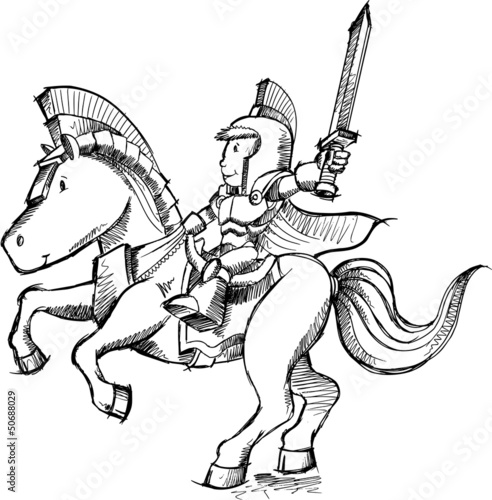 Knight Sketch Doodle Vector Art