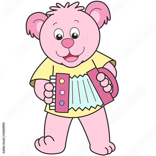 Cartoon Bear Playing an Accordion