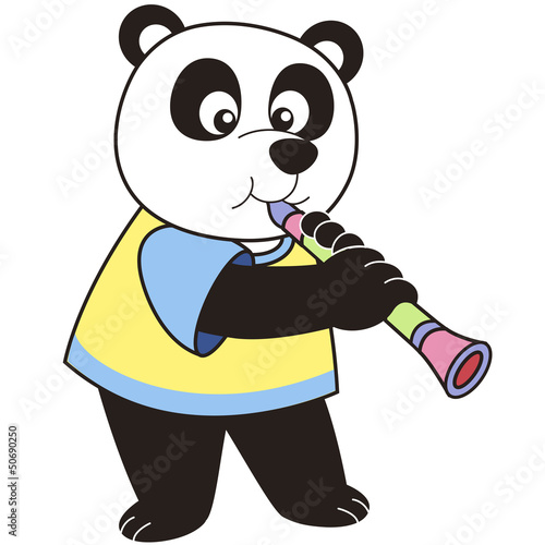 panda playing colorful flute cartoon clip art preview