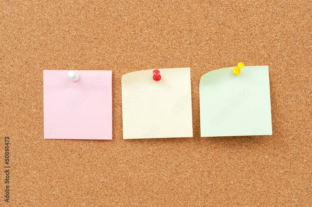 Thumbtack and note paper group Thumbtack and note paper group
