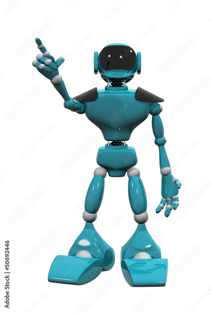 blue plastic robot on white background blue plastic robot on white background