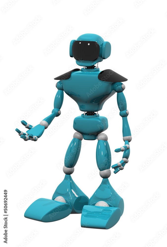 blue robot on white background blue robot on white background