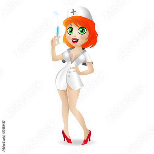 Attractive nurse holding syringe