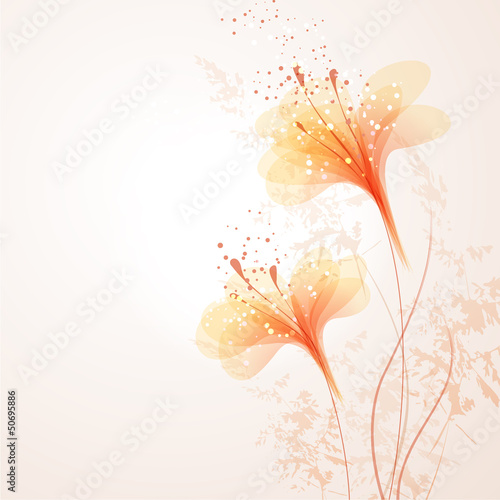 vector background with orange flowers