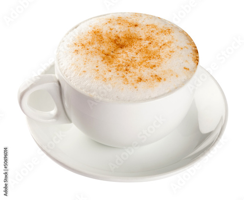 Cappuccino, coffee cup isolated on white