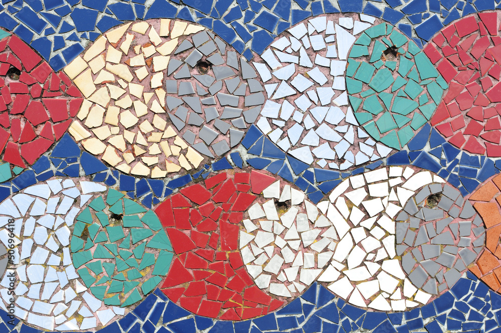 Fototapeta premium decorated with fish background made ​​with pieces of colored