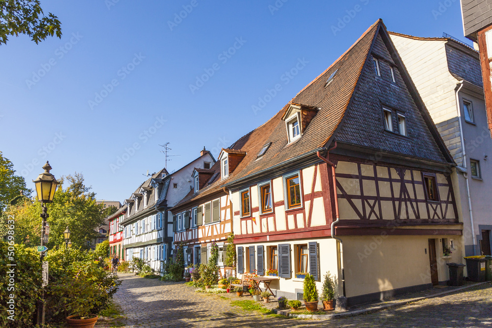 beautiful half-timbered houses in Frankfurt Hoechst