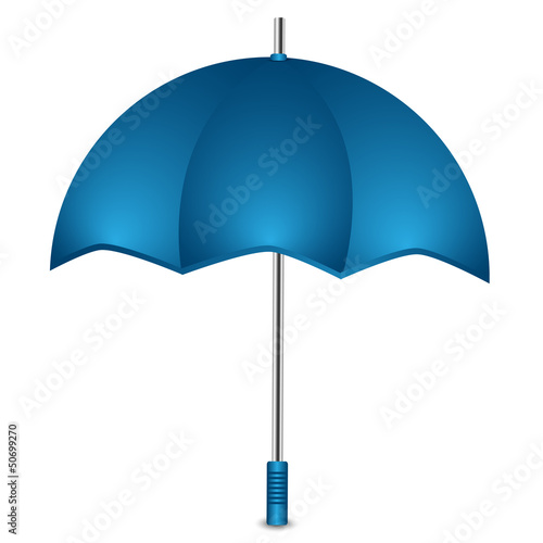 umbrella of blue color on a white background