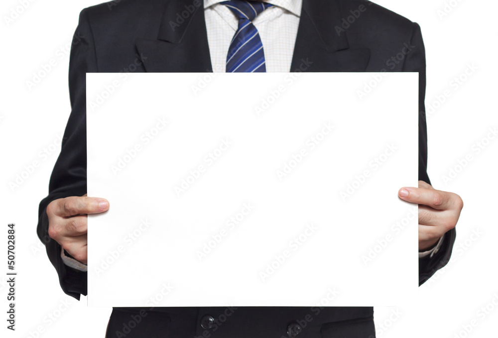 Businessman with a blank paper horisontal Businessman with a blank paper horisontal