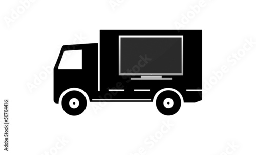 Ecran de télévision en livraison dans un camion