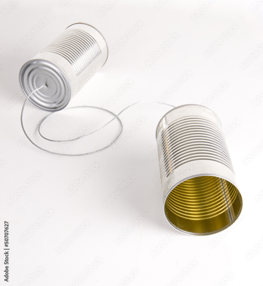 Two Cans Strung Together With Metal Wire Walkie Talkie Two Cans Strung Together With Metal Wire Walkie Talkie