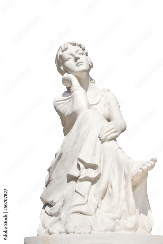 statue of young female isolated over white