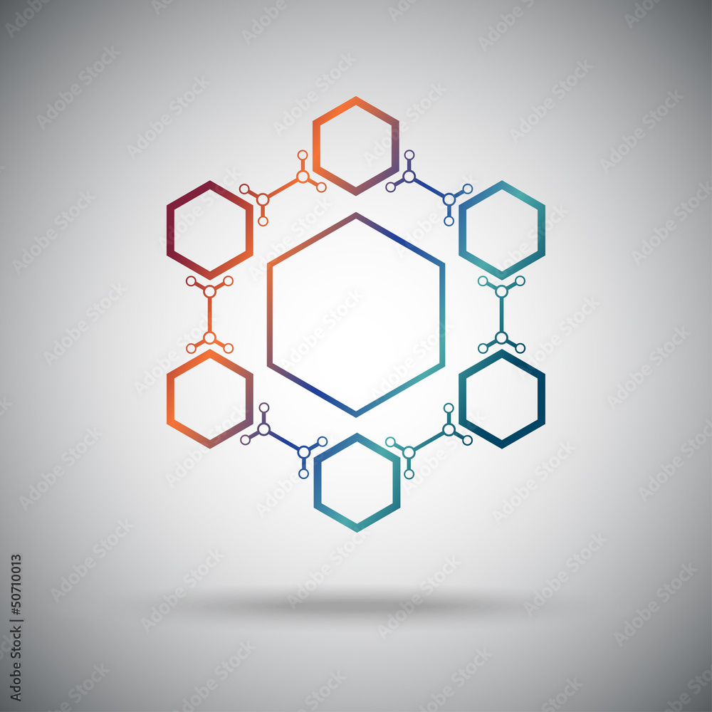 hexagonal connection. Gradient hexagonal connection. Gradient