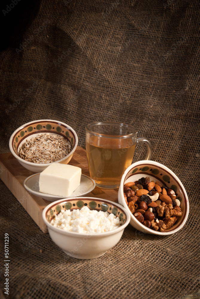 healthy meal with bread , cereals healthy meal with bread , cereals