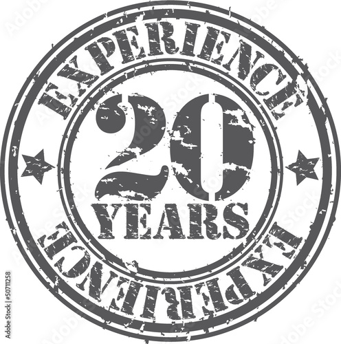 Grunge 20 years of experience rubber stamp, vector illustration