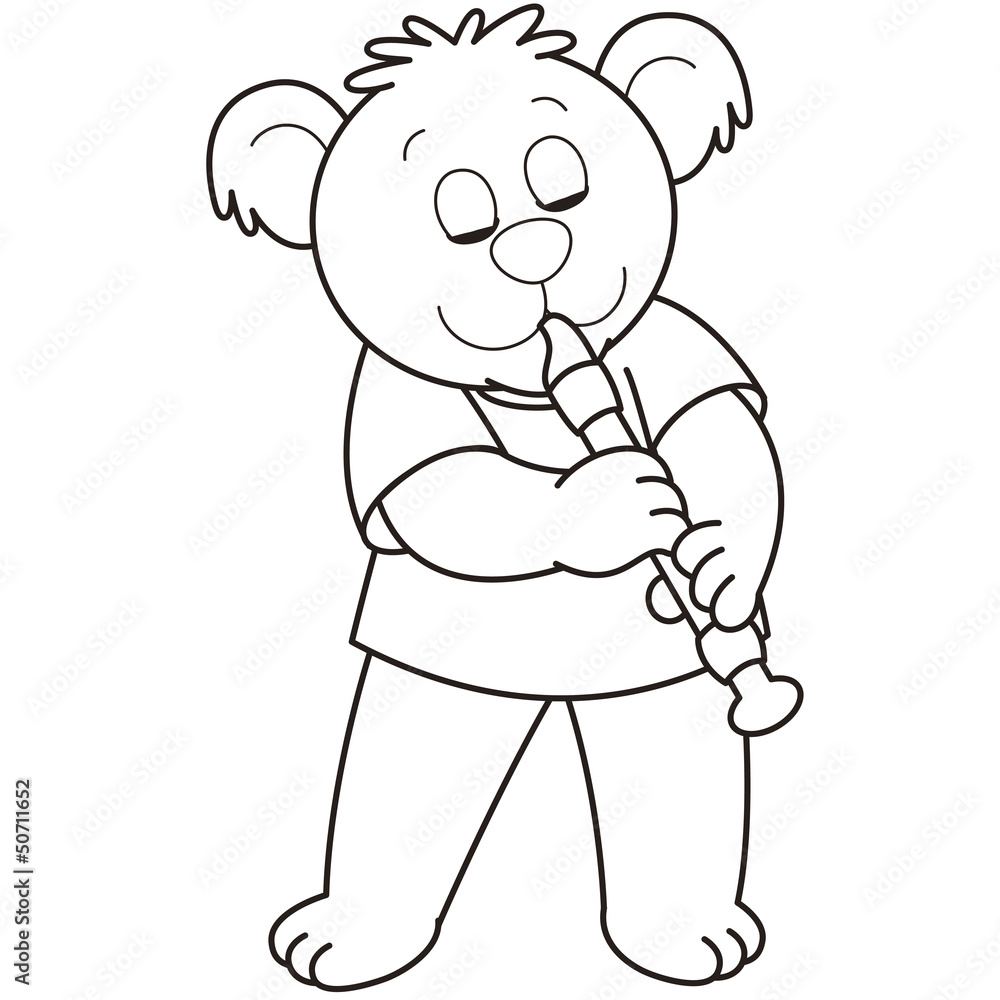Obraz premium Cartoon Bear Playing an Oboe