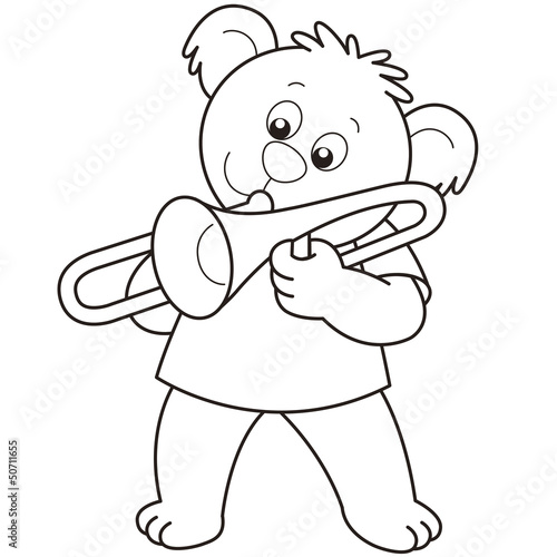 Cartoon Bear Playing a Trombone