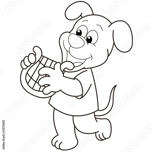 Cartoon Dog Playing a Harp