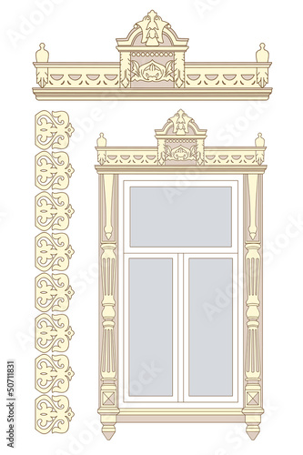 Set of wooden decorations for the window.