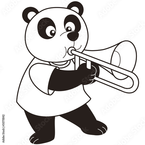 Cartoon Panda Playing a Trombone