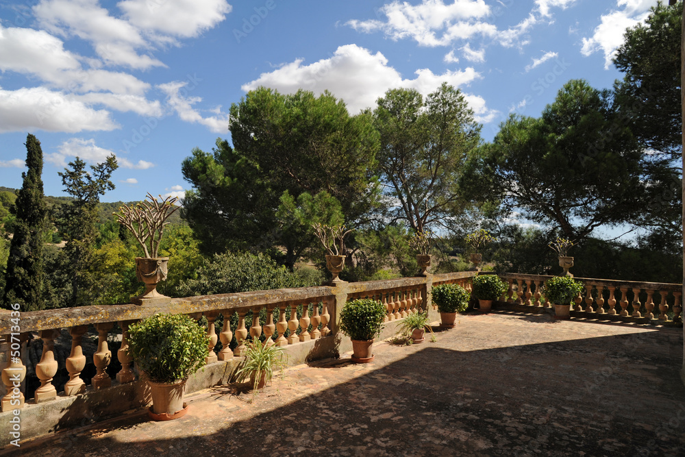 La terrasse du manoir d'Els Calderers à Sant Joan à Majorque