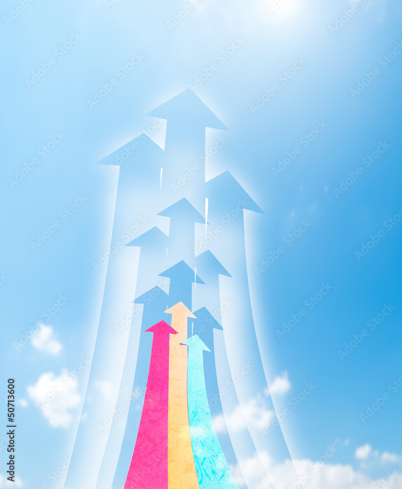 Fototapeta premium Arrowheads fly upward to sky
