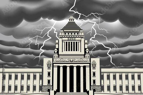 Lightning bolt at Japan National Diet Building