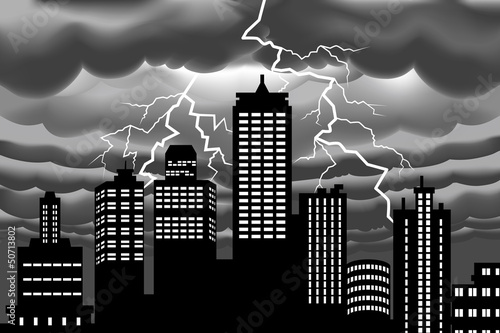 Lightning bolt at city