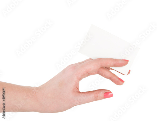 Hand hold blank business card