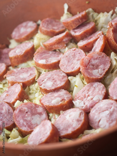 Cabbage with sausages