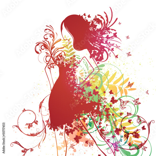 Vector Woman with Butterfly Dress