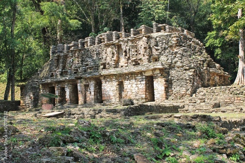 Ancient Mayan stone ruins at Yaxchilan, Chiapas, Mexico