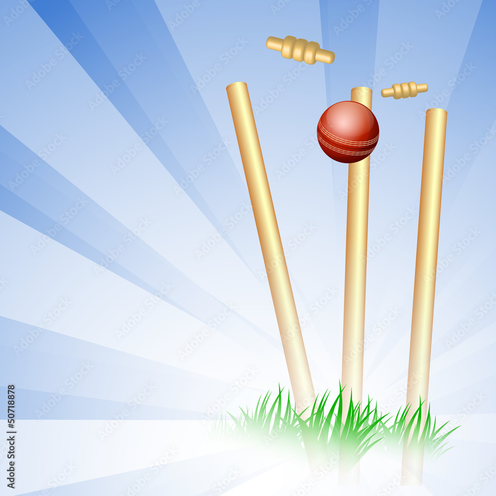 Abstract sports concept with cricket ball on wicket stumps. Abstract sports concept with cricket ball on wicket stumps.