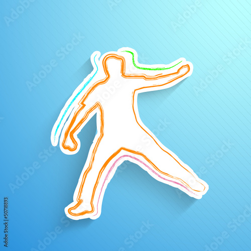 Cricket bowler throwing ball on abstract background, Sports conc