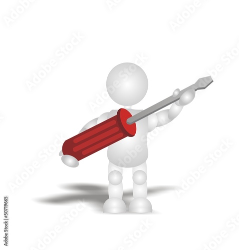 builder - tool (screwdriver) - 3D people