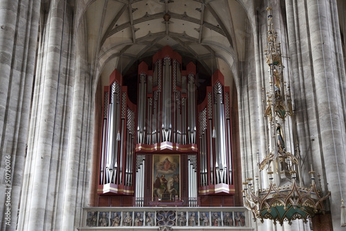 Organ in St. Pauls Church, Dinkensbuhl. Bavaria, Germany
